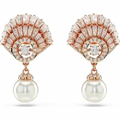 Swarovski Ohrringe Damen Idyllia Drop Kristallperle Muschel weiß roségold 5689196