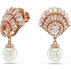 Swarovski Ohrringe Damen Idyllia Drop Kristallperle Muschel weiß roségold 5689196