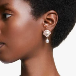 Swarovski Ohrringe Damen Idyllia Drop Kristallperle Muschel weiß roségold 5689196