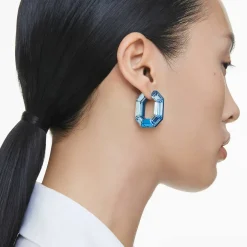 Swarovski Ohrringe Damen Lucent Hoop Octagon Small blau 5696038