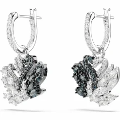 Swarovski Ohrringe Damen Swan Drop Earrings Schwarz Rhodium‑/Ruthenium‑Finish 5705728