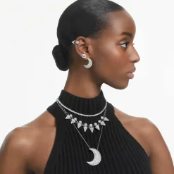 Swarovski Ohrringe Damen Luna Tropfen Halbmond Weiß 5666179