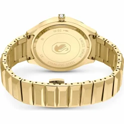 Swarovski Uhr Unisex Dextera 3‑Hand 37 mm Metallarmband Gold‑Plattiert 5635450