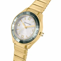 Swarovski Uhr Unisex Dextera 3‑Hand 37 mm Metallarmband Gold‑Plattiert 5635450