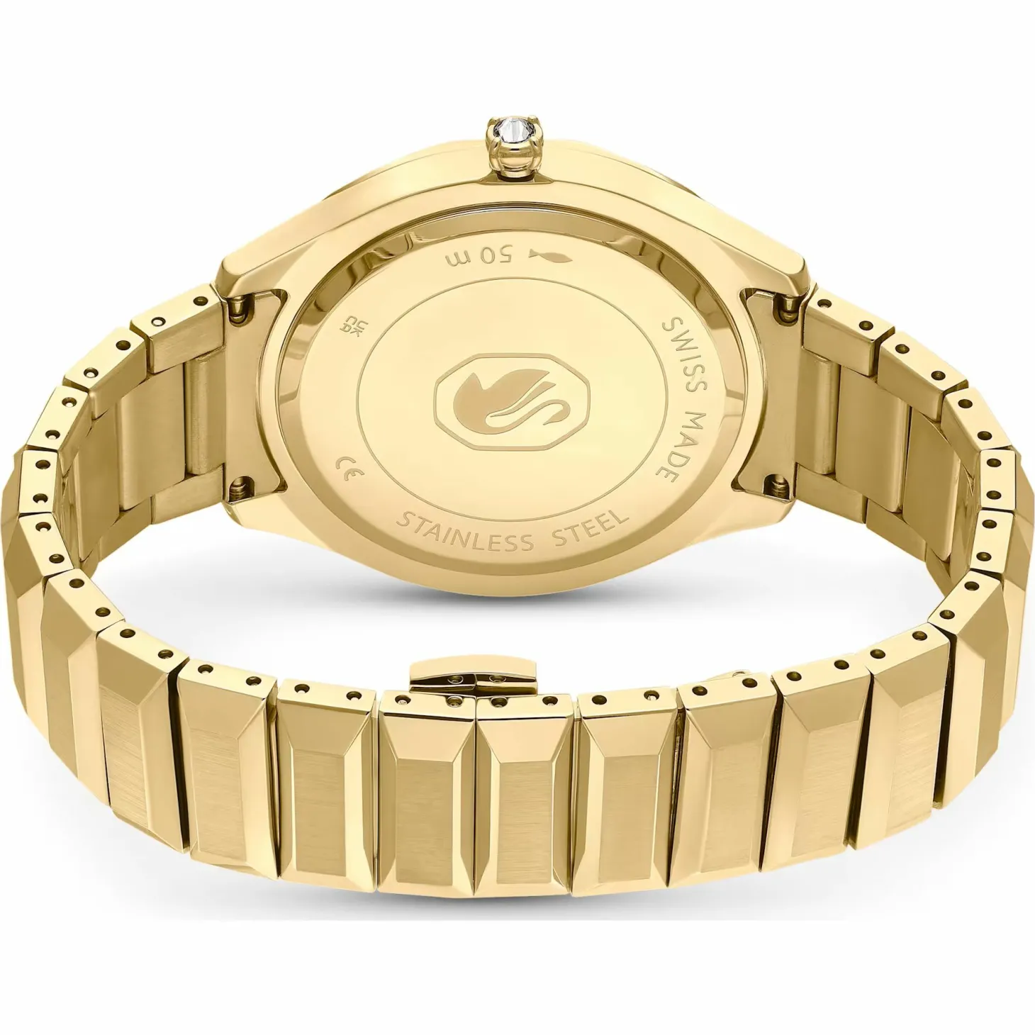 Swarovski Uhr Unisex Dextera 3‑Hand 37 mm Metallarmband Gold‑Plattiert 5635450