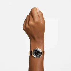 Swarovski Uhr Unisex Dextera 3‑Hand 37 mm Metallarmband Schwarz Roségold‑Plattiert 5641294