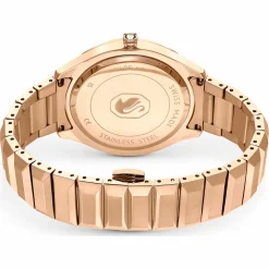 Swarovski Uhr Unisex Dextera 3‑Hand 37 mm Metallarmband Schwarz Roségold‑Plattiert 5641294