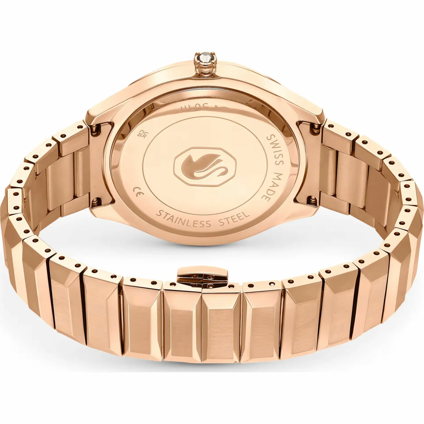 Swarovski Uhr Unisex Dextera 3‑Hand 37 mm Metallarmband Schwarz Roségold‑Plattiert 5641294