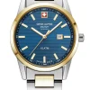 Swiss Alpine Military Damen Armbanduhr Argos bicolor blau 34mm Quarz 10ATM 7767.1145