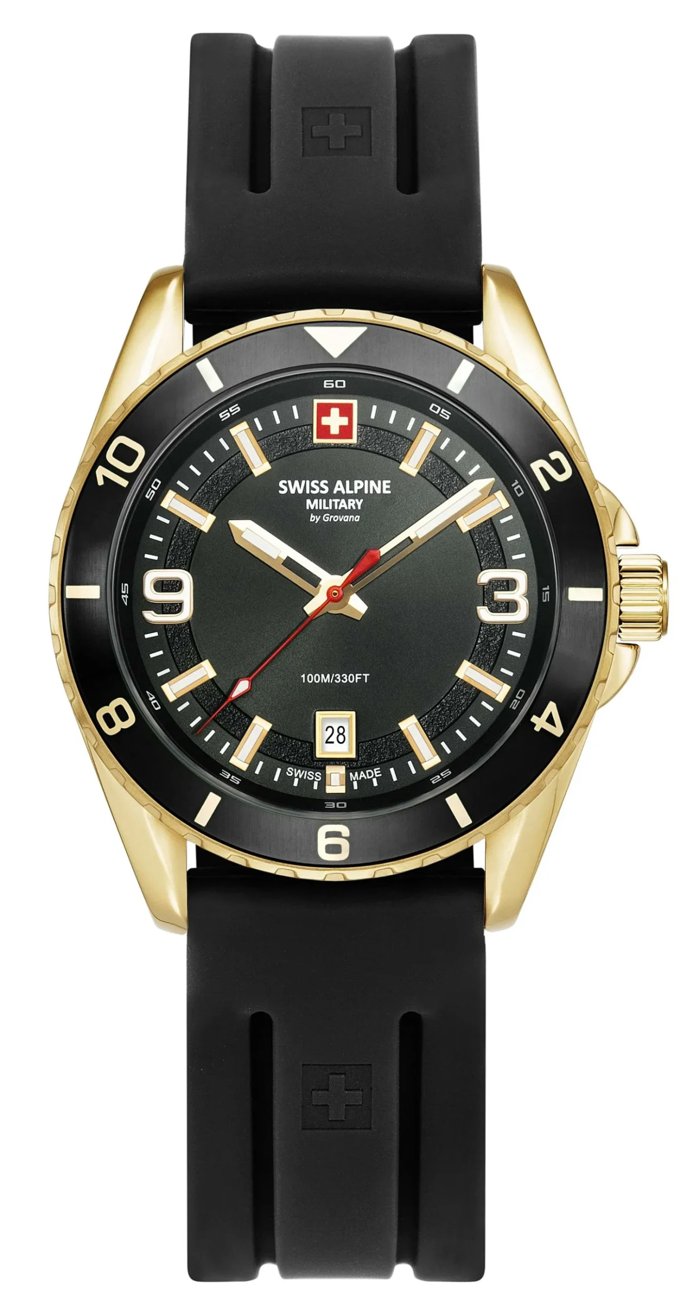 Swiss Alpine Military Herrenarmbanduhr Sierra Gold-Schwarz 7034.1817