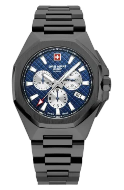 Swiss Alpine Military Herren Schweizer Armbanduhr 42 mm Armband Edelstahl grau 7005.9175