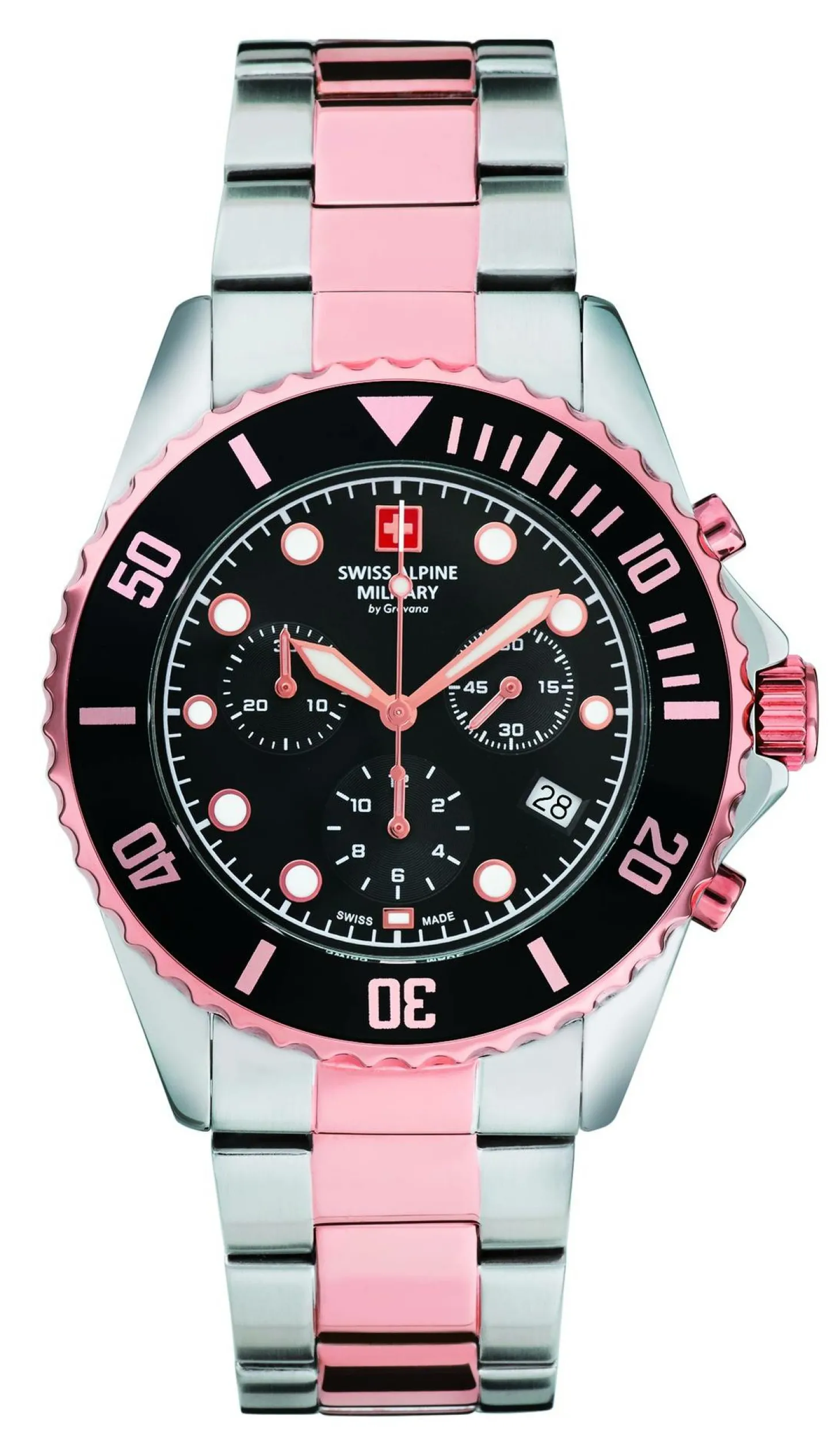 Swiss Alpine Military Herren Armbanduhr 7053.9157 Chronograph & Datumsfenster Armband Stainless Steel