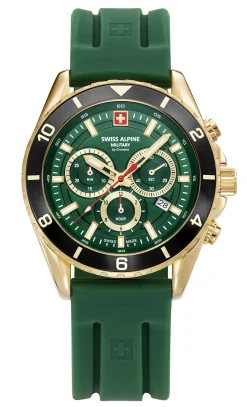 Swiss Alpine Military Herrenuhr 7034.9818 Sierra, Chronograph, Edelstahl, Grün-Gold, Artikelnummer 7034.9818