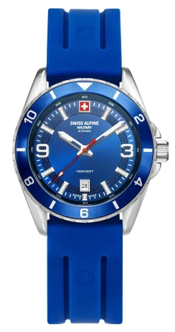 Swiss Alpine Military Herrenuhr für Herren, Modell Sierra, silber-blau, Artikelnummer 7034.183