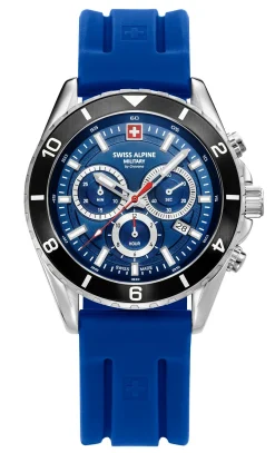 Swiss Alpine Military Herrenuhr Sierra, Chronograph, Edelstahl, Blau-Silber, Artikelnummer 7034.9836