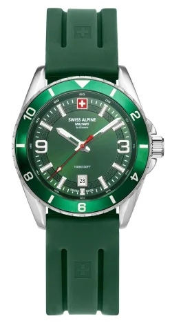 Swiss Alpine Military Herrenuhr Sierra silber-grün 42mm 7034.1834