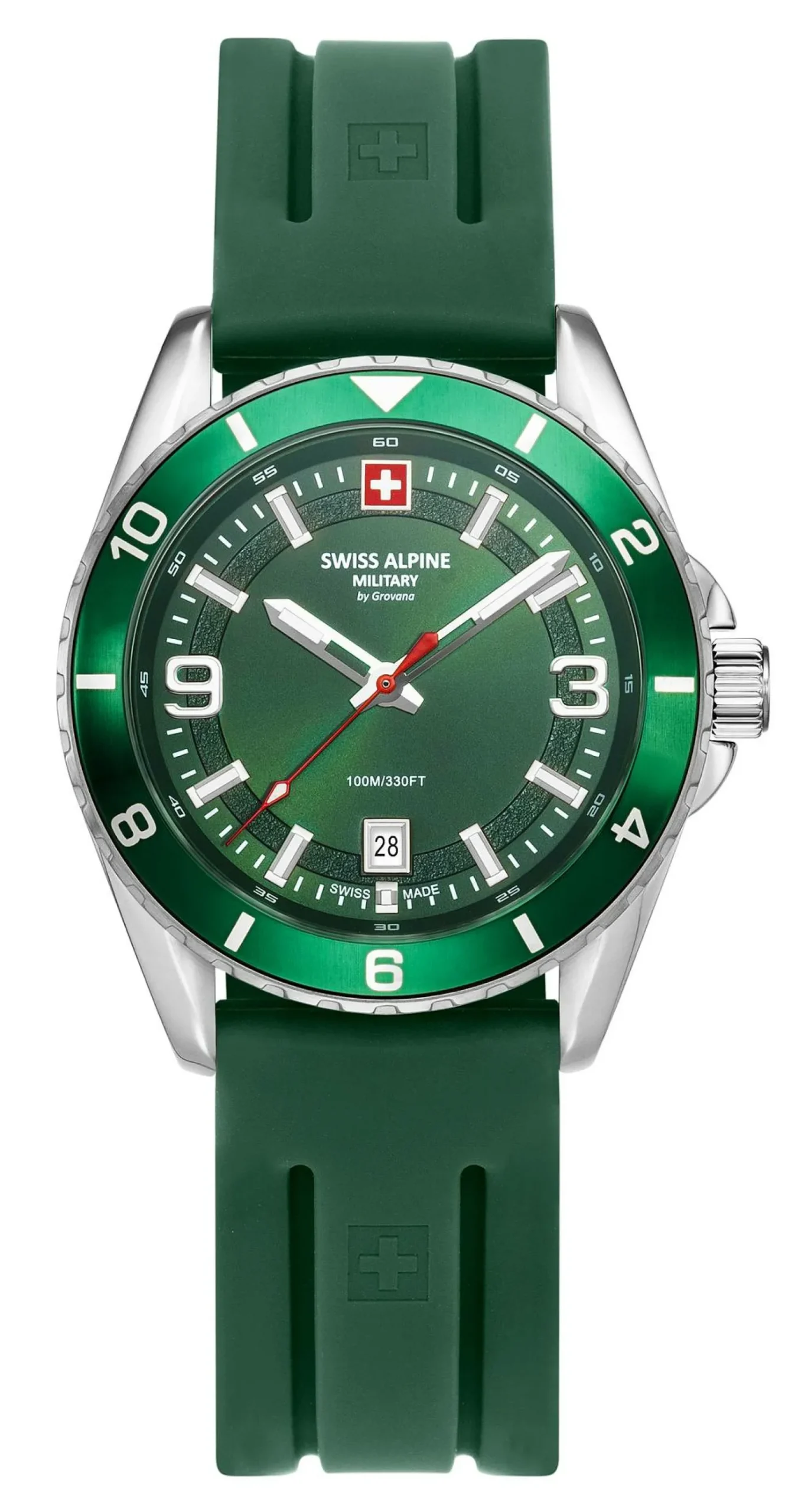 Swiss Alpine Military Herrenuhr Sierra silber-grün 42mm 7034.1834