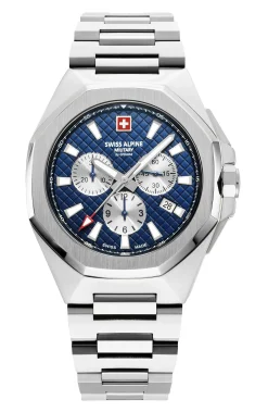 Swiss Alpine Military Herren Armbanduhr Chronograph 42 mm Avenger silber 7005.9135