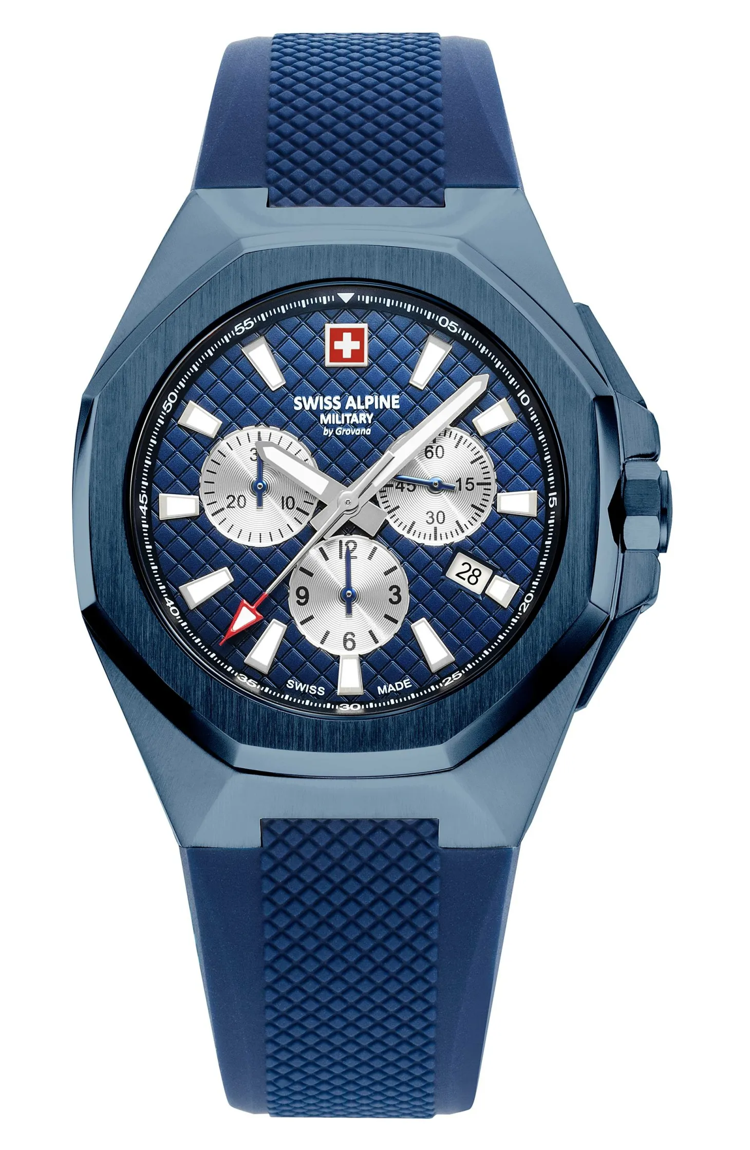 Swiss Alpine Military Herren Schweizer Armbanduhr 42 mm Armband Silikon blau 7005.9895