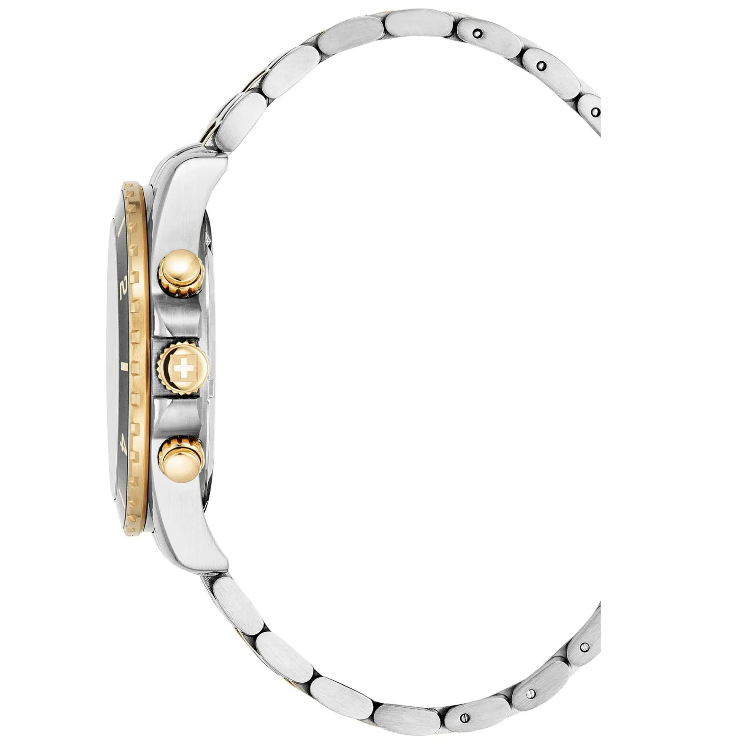 Swiss Alpine Military Herrenuhr Sierra, Chronograph, Edelstahl, Schwarz-silber-gold, Artikelnummer 7034.9147