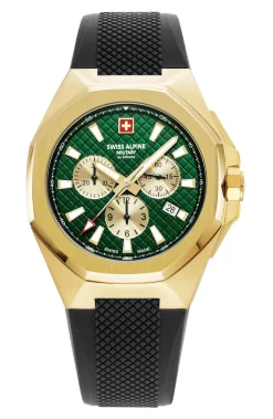 Swiss Alpine Military Herren Schweizer Armbanduhr 42 mm Armband Silikon schwarz 7005.9814