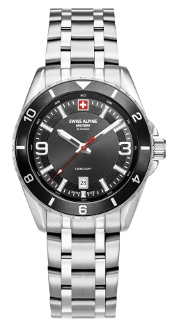 Swiss Alpine Military Herrenuhr für Herren in Silber und Schwarz Sierra 7034.1137