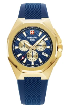 Swiss Alpine Military Herren Schweizer Armbanduhr 42 mm Armband Silikon blau 7005.9815