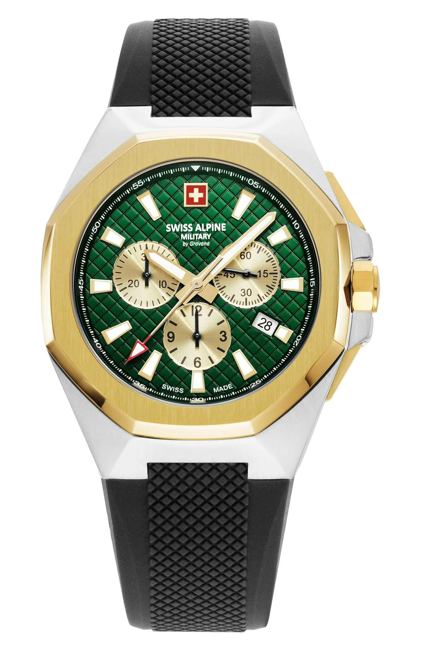 Swiss Alpine Military Herren Schweizer Armbanduhr 42 mm Armband Silikon schwarz 7005.9844