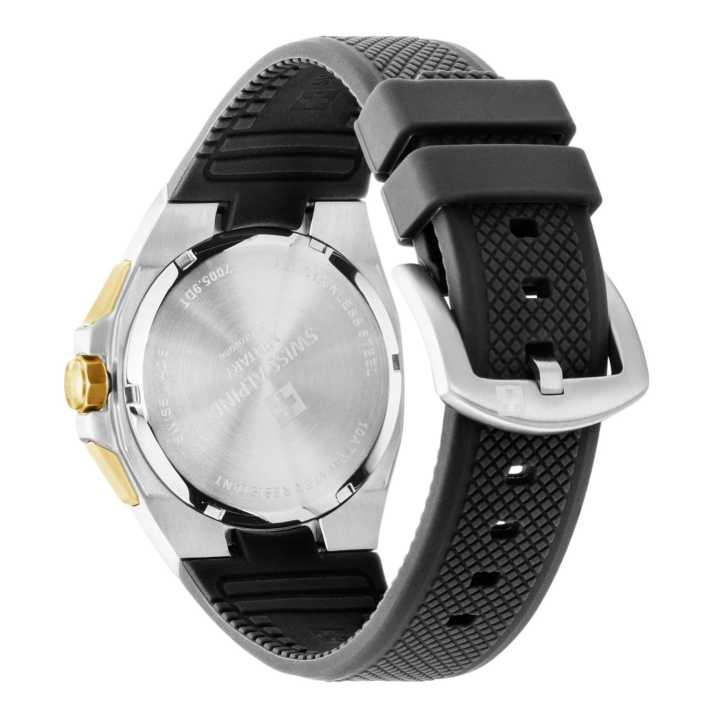 Swiss Alpine Military Herren Schweizer Armbanduhr 42 mm Armband Silikon schwarz 7005.9844