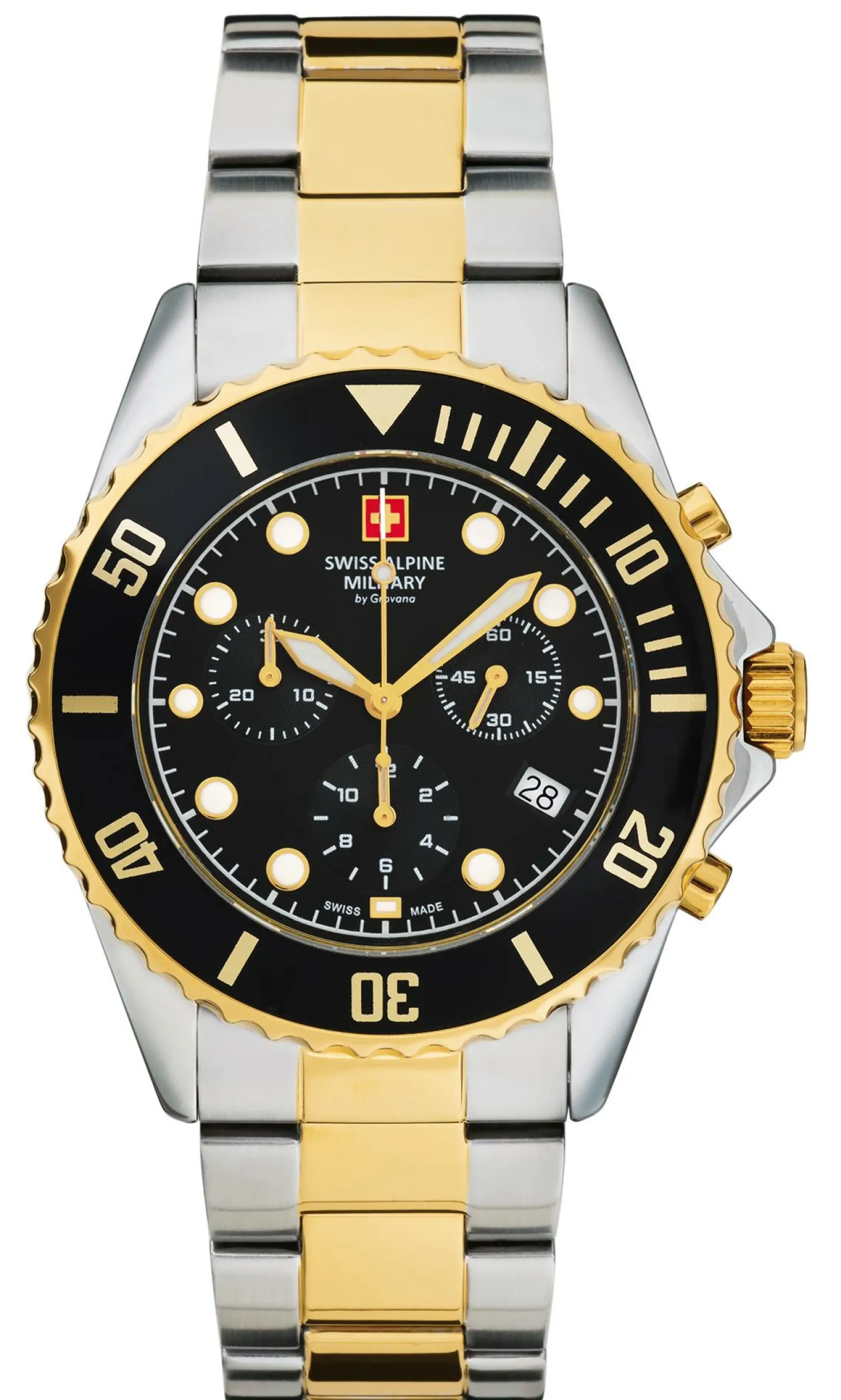 Swiss Alpine Military Herren Armbanduhr Master Diver Chrono 7053.9147 44 mm Chronograph & Datumsanzeige Armband Stainless Steel