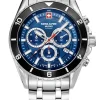 Swiss Alpine Military Herrenuhr Sierra Chrono, sportlich, silber/blau, Artikelnummer 7034.9136