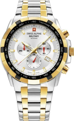 Swiss Alpine Military Herren Armbanduhr Chronograph bicolor 7043.9142