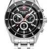 Swiss Alpine Military Herrenuhr Sierra Chrono, sportlich, silber/schwarz, Artikelnummer 7034.9137