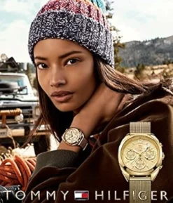 Tommy Hilfiger Damenuhr Chronograph Goldfarben Edelstahl Milanaise-Band TH 1781488 UHR AIR