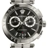 Versace Aion Chronograph Herrenuhr Silber Stahl Schwarzes Zifferblatt 45mm VE1D015 20