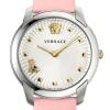 Versace Audrey V. Damenarmbanduhr Pink Leder Silber Stahl 38mm VELR00119