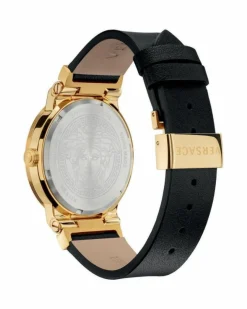 Versace Damen Armbanduhr GRECA LOGO schwarz, gold 38 mm VEVH00320