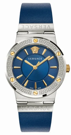 Versace Damen Armbanduhr VEVH00120 Blau 38 mm Quarz Greca Logo