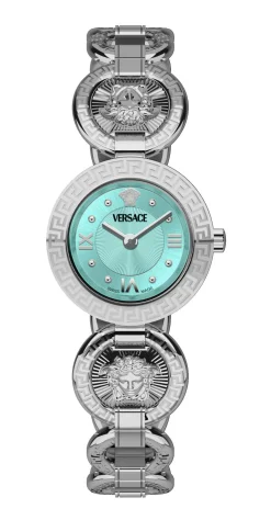 Versace Damen Armbanduhr Greca Jewel Silber Türkis VEWCA0324