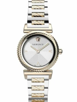Versace Damen Armbanduhr V-Motif 38 mm V-Muster auf Gehäuse und Zifferblatt Armband Edelstahl VERE02420