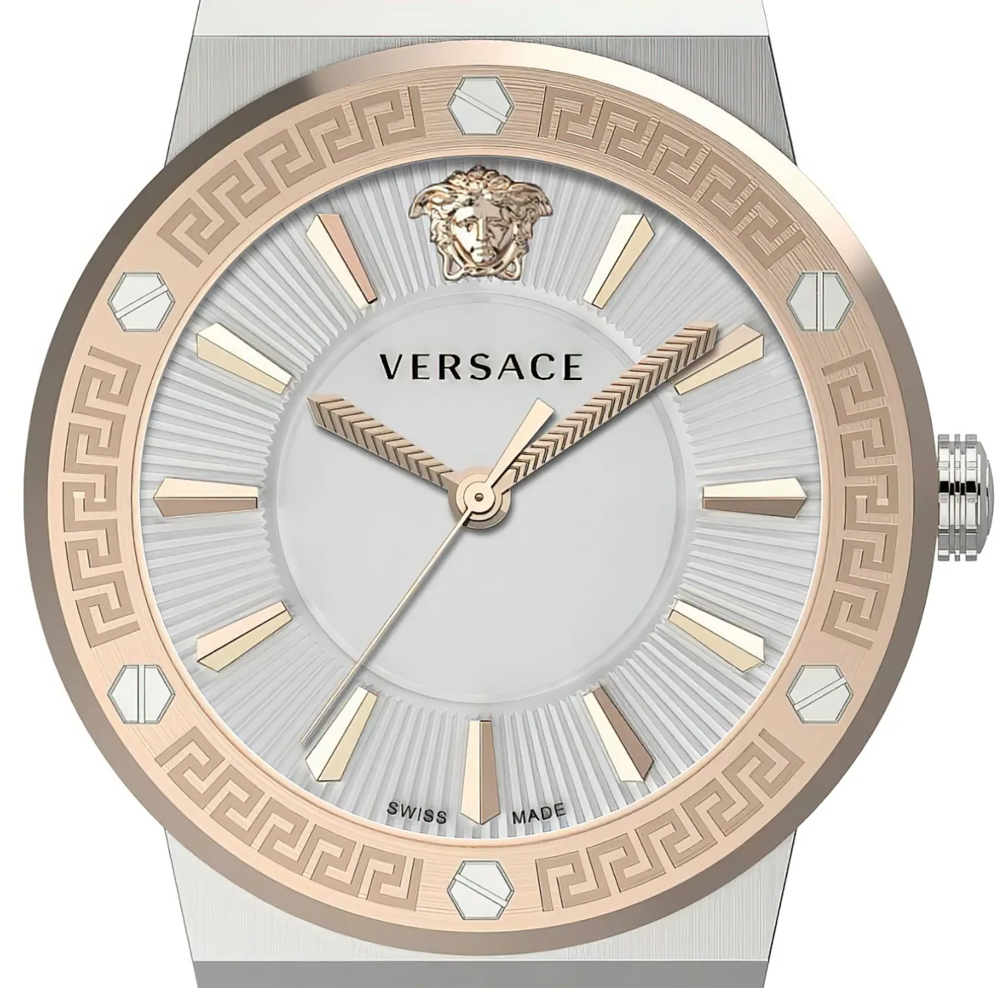 Versace Damen Armbanduhr Greca Logo Silber Gold VEVH01020