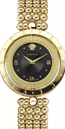 Versace Damen Armbanduhr Eon Schwarz Gold VE7901723