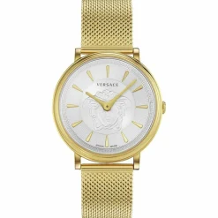Versace Damen Armbanduhr V CIRCLE Medusa gold, weiß 38 mm VE8102419