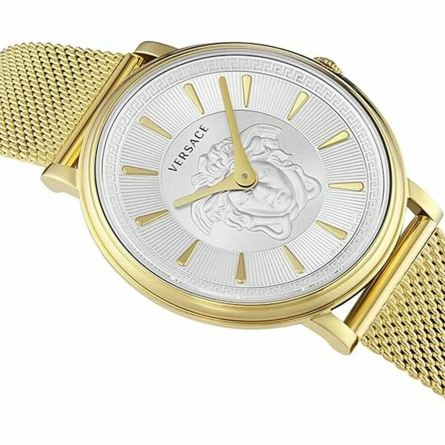 Versace Damen Armbanduhr V CIRCLE Medusa gold, weiß 38 mm VE8102419