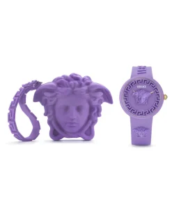 Versace Damen Armbanduhr Medusa Pop Lila Zifferblatt und Silikonarmband VE8J00224