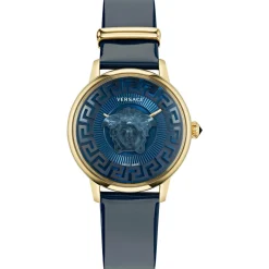 Versace Damen Armbanduhr MEDUSA ALCHEMY blau, gold 38 mm VE6F00223