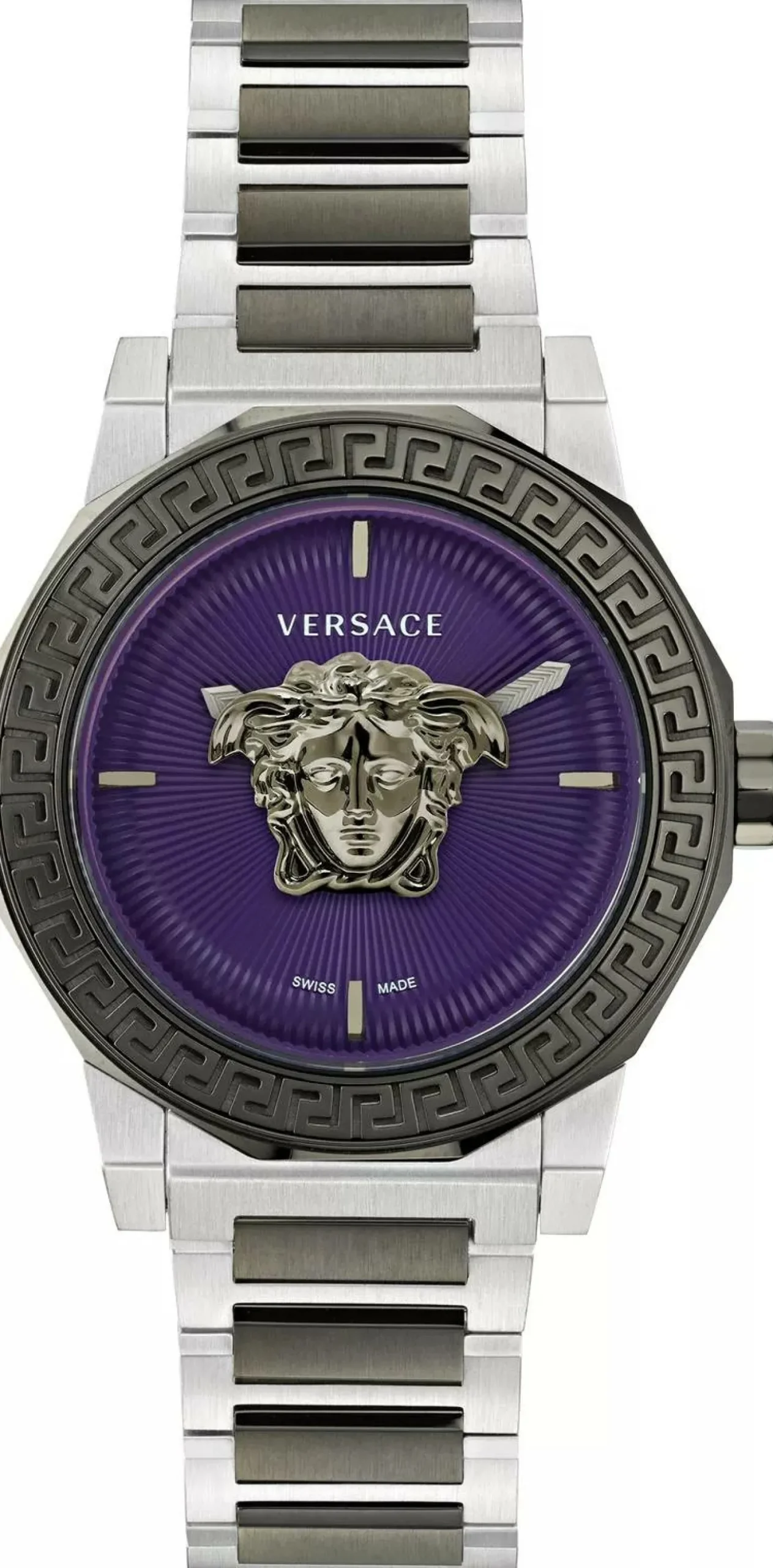 Versace Damen Armbanduhr Medusa Deco lila Grau silber VE7B00523