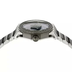 Versace Damen Armbanduhr Medusa Deco lila Grau silber VE7B00523