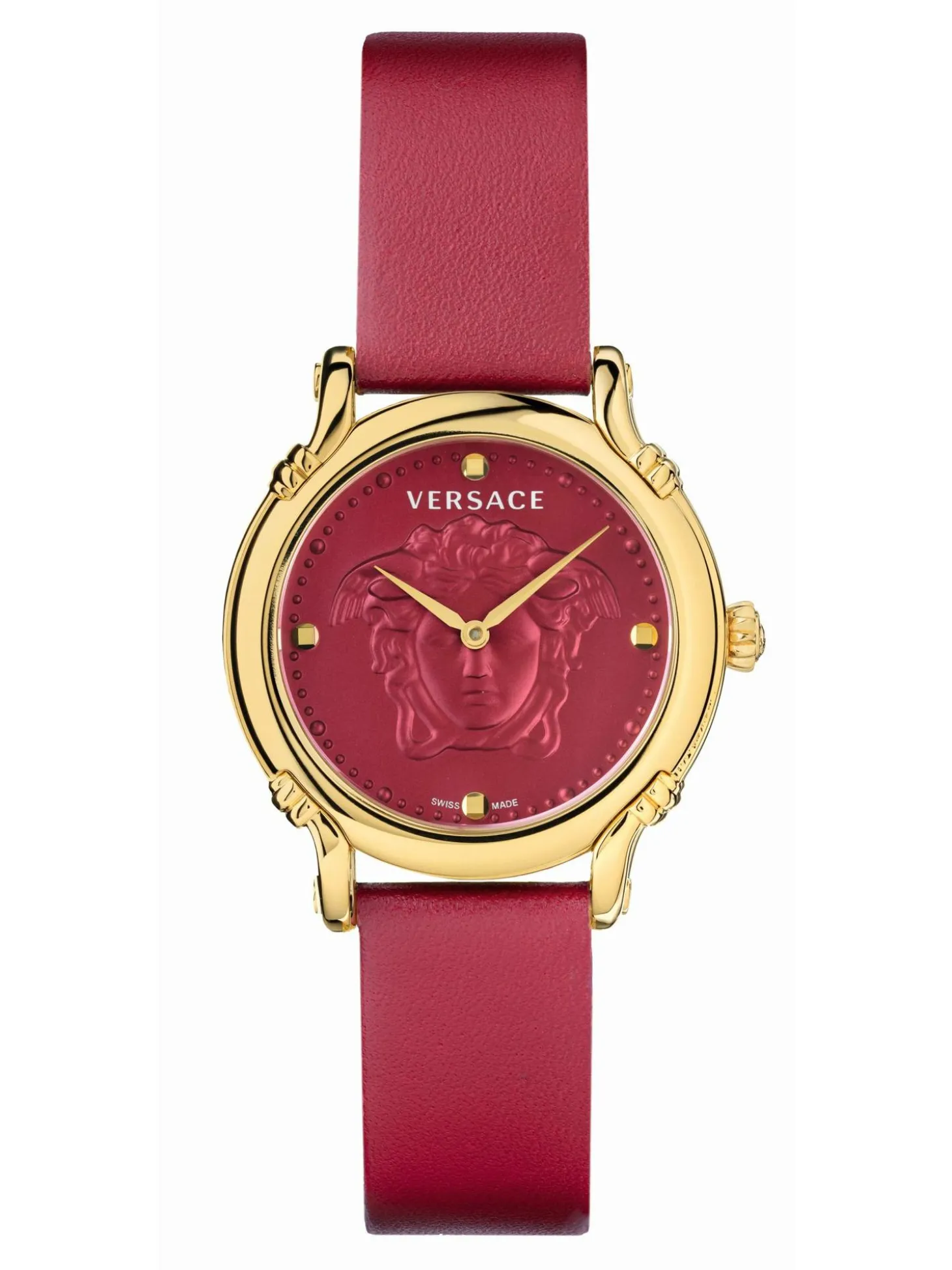 Versace Damen Armbanduhr Safety Pin 40 mm Versace-Prägung auf dem Zifferblatt Armband Leder VEPN00220