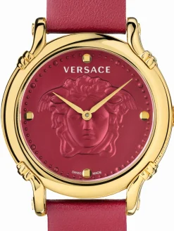 Versace Damen Armbanduhr Safety Pin 40 mm Versace-Prägung auf dem Zifferblatt Armband Leder VEPN00220
